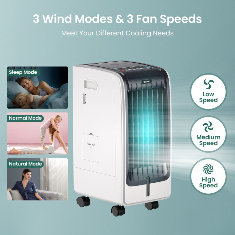 Refroidisseur d'Air Portable 110V - Ventilateur à 3 Vitesses et Minuteur 8 Heures