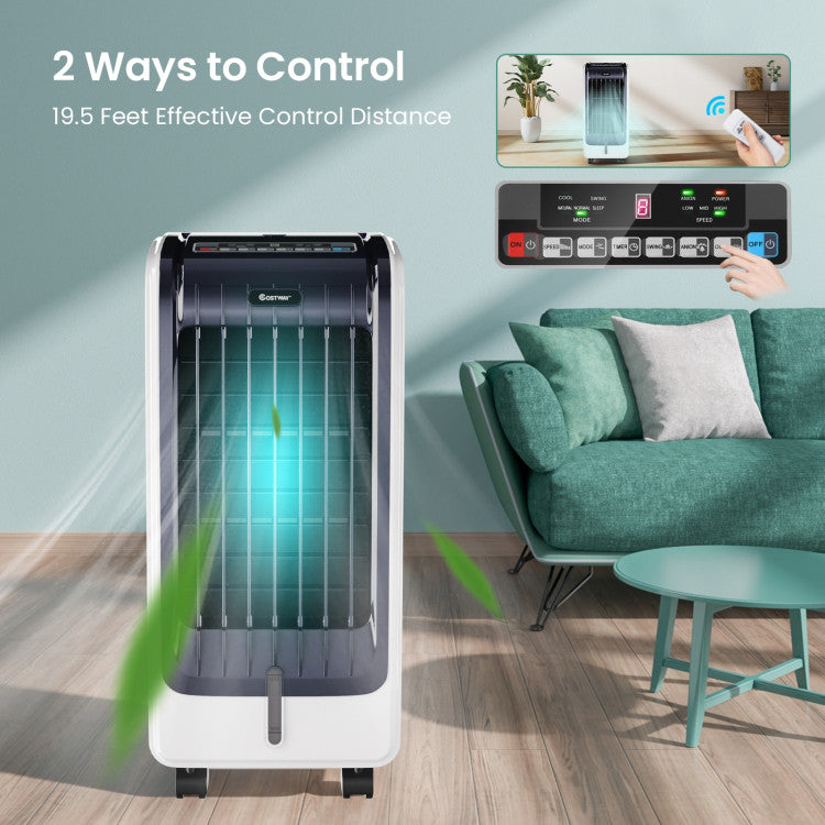 Refroidisseur d'Air Portable 110V - Ventilateur à 3 Vitesses et Minuteur 8 Heures