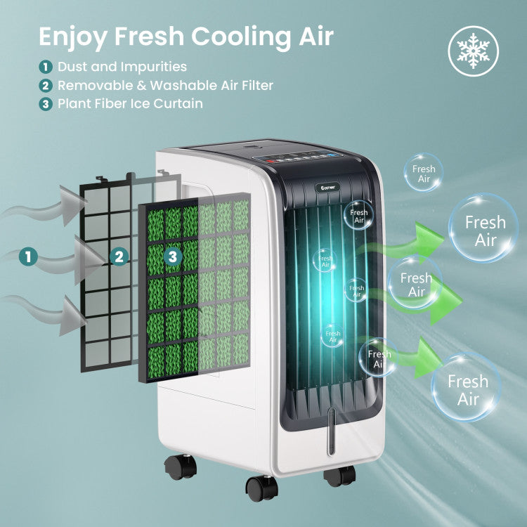 Refroidisseur d'Air Portable 110V - Ventilateur à 3 Vitesses et Minuteur 8 Heures