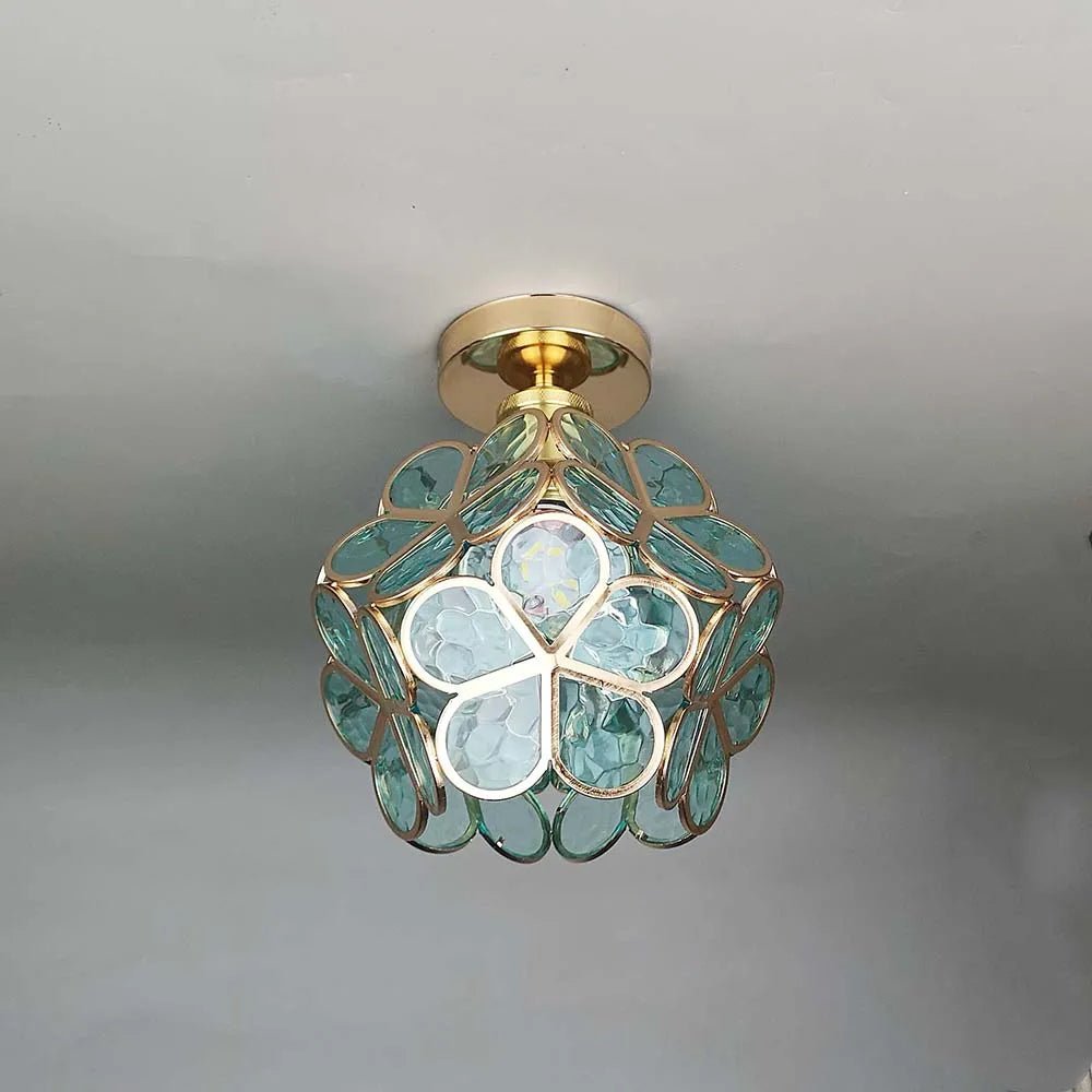 Luminaire Suspendu en Verre Floral - Élégant Design pour Ambiance Accueillante