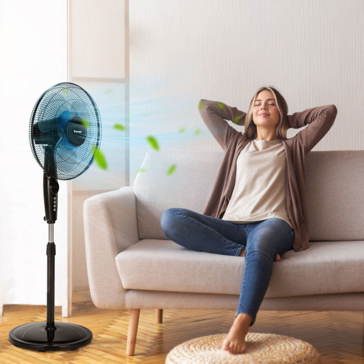 Ventilateur de Sol Oscillant 16 Pouces - Hauteur Ajustable et Fonctionnement Silencieux