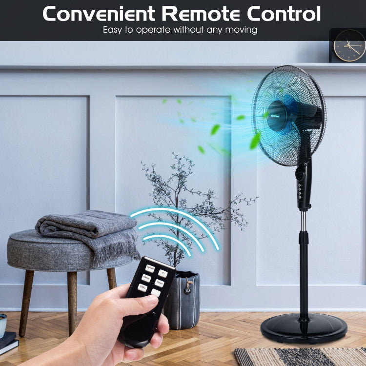 Ventilateur de Sol Oscillant 16 Pouces - Hauteur Ajustable et Fonctionnement Silencieux
