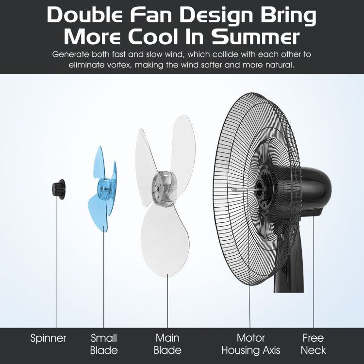 Ventilateur de Sol Oscillant 16 Pouces - Hauteur Ajustable et Fonctionnement Silencieux