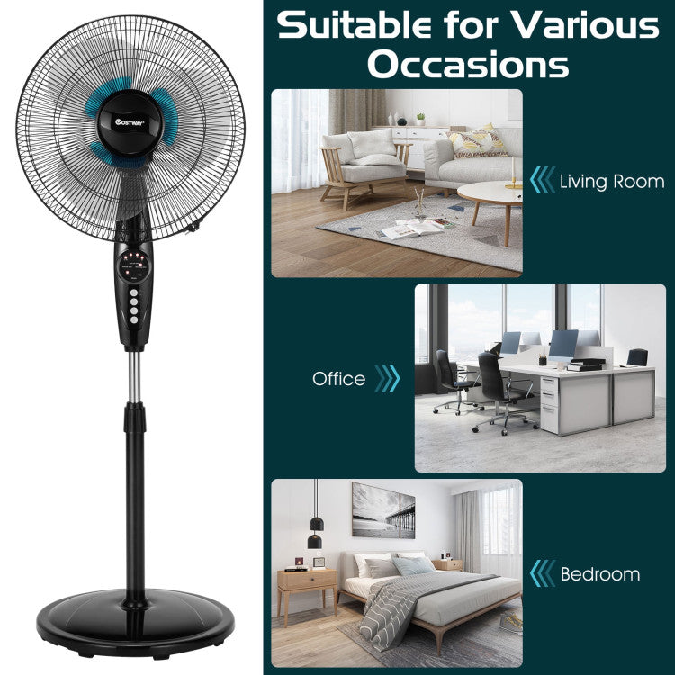Ventilateur de Sol Oscillant 16 Pouces - Hauteur Ajustable et Fonctionnement Silencieux