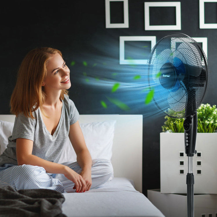 Ventilateur de Sol Oscillant 16 Pouces - Hauteur Ajustable et Fonctionnement Silencieux
