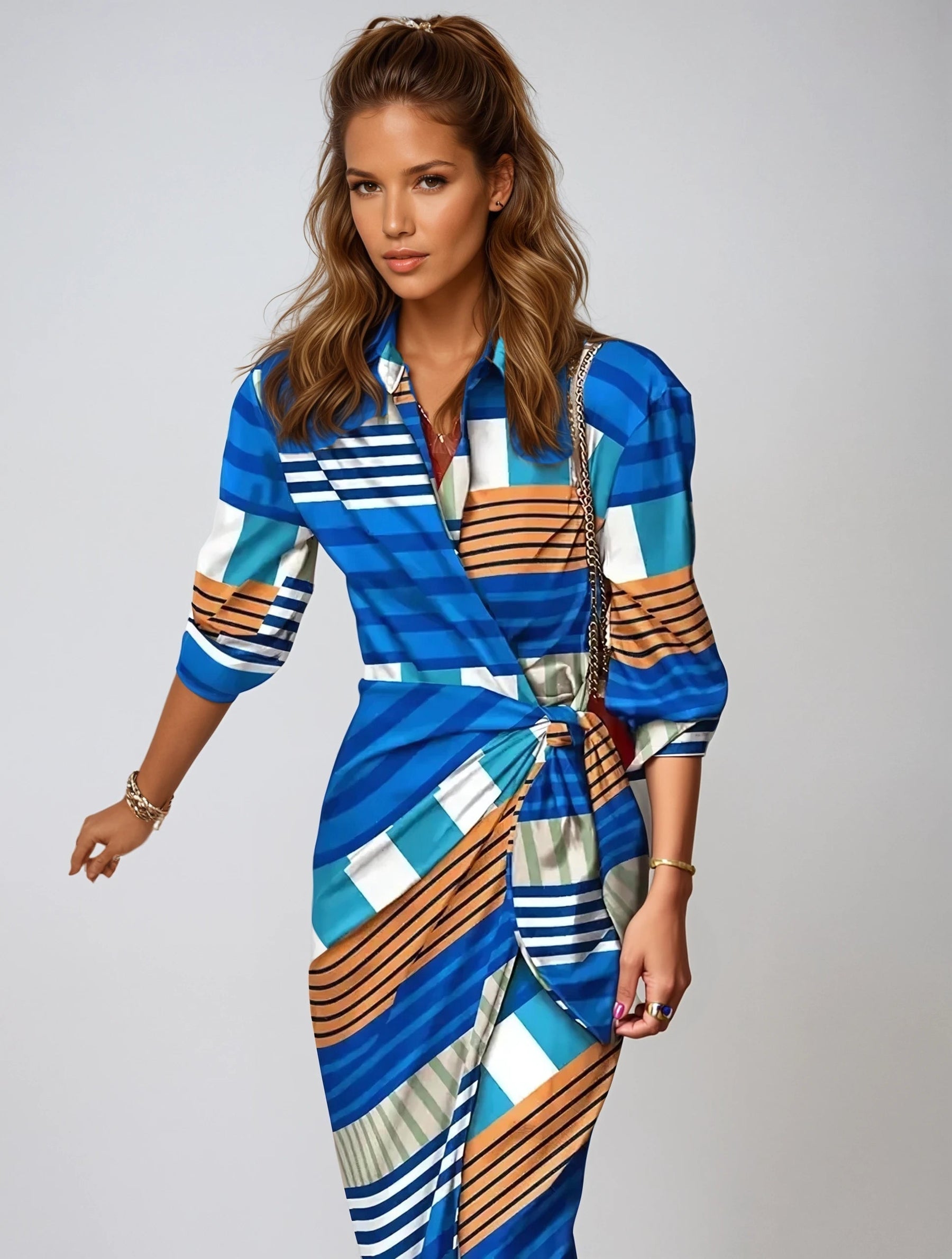 Robe Maxi Élégante Imprimé Abstrait - Style Chic et Confort Optimal