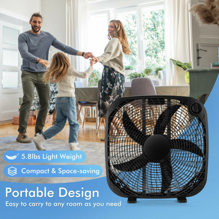 Ventilateur de Sol Portable 20 Pouces - Débit d'Air Puissant et Silencieux