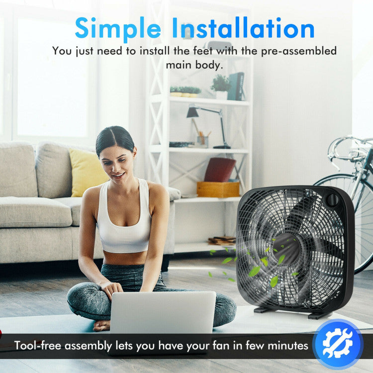 Ventilateur de Sol Portable 20 Pouces - Débit d'Air Puissant et Silencieux