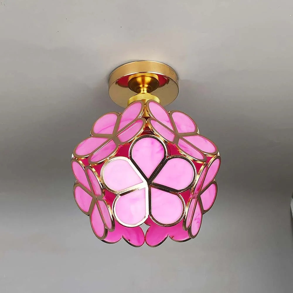 Luminaire Suspendu en Verre Floral - Élégant Design pour Ambiance Accueillante
