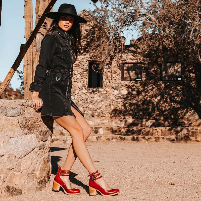 Pompes à Talons Épais Vintage - Élégance et Confort au Quotidien