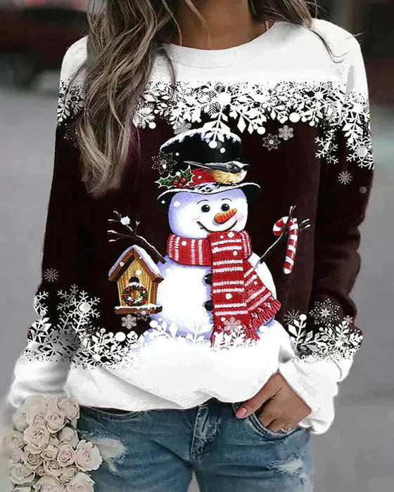 Pull Festif Bonhomme de Neige - Confortable et Chaud pour les Fêtes