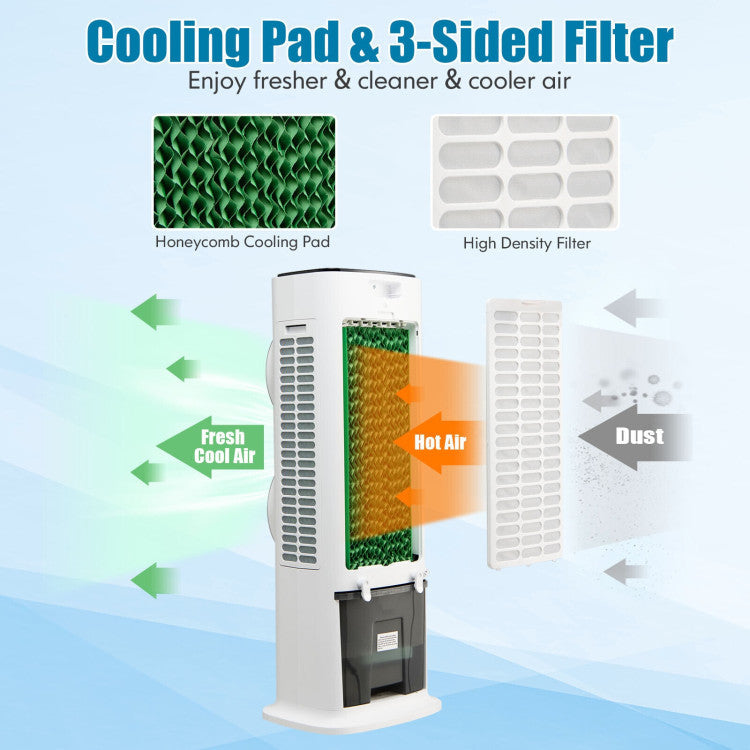 Refroidisseur d'Air Évaporatif Télécommandé - Confort Personnalisé avec Minuterie de 15 Heures