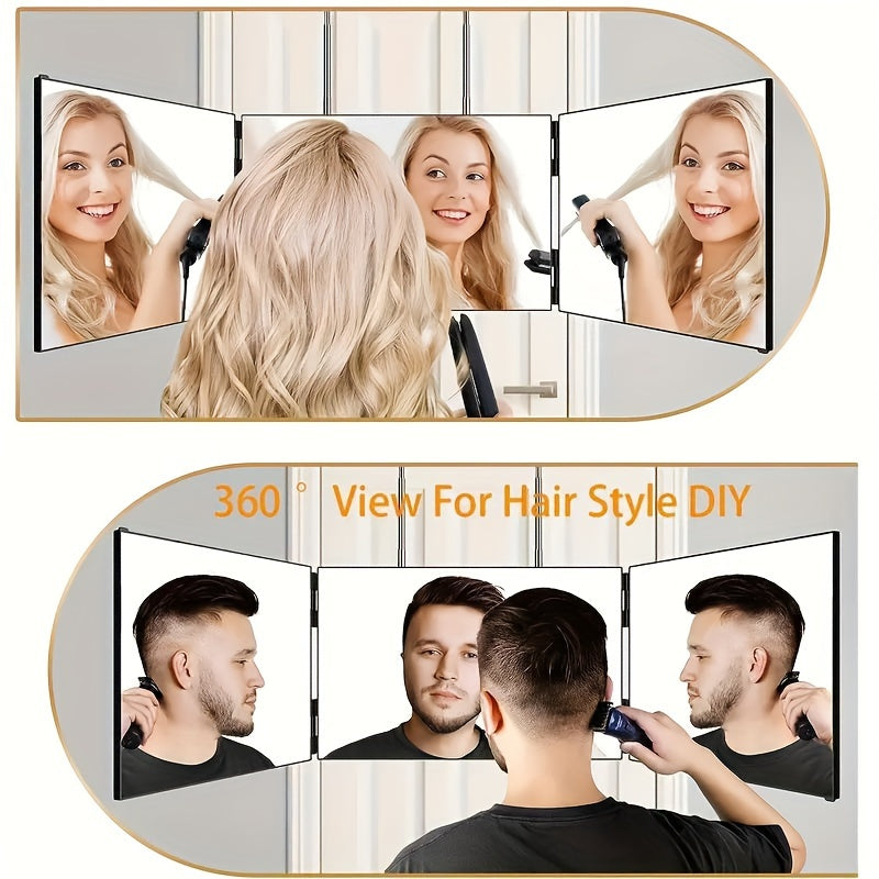 Miroir Rotatif à 3 Faces - Visibilité Complète pour Coiffage Parfait