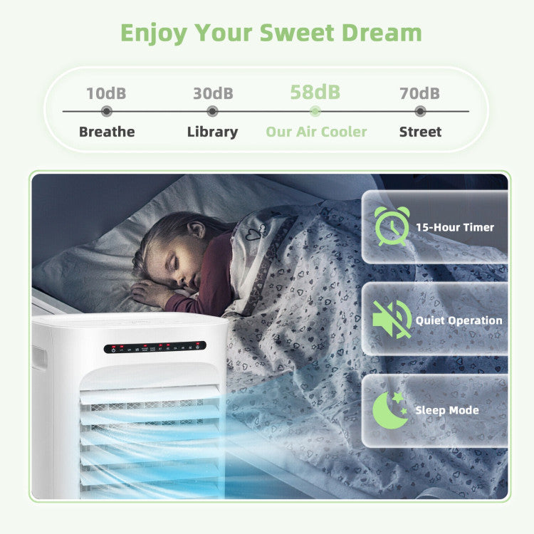 Refroidisseur d'Air Évaporatif Portable - 4-en-1 avec Minuteur et Modes Ajustables