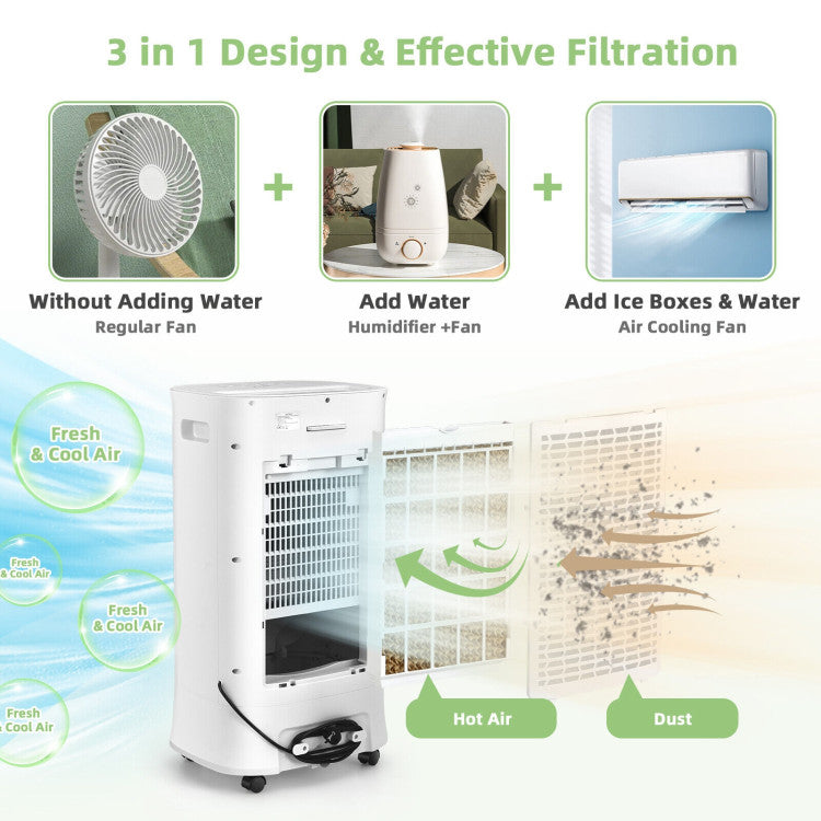 Refroidisseur d'Air Évaporatif Portable - 4-en-1 avec Minuteur et Modes Ajustables
