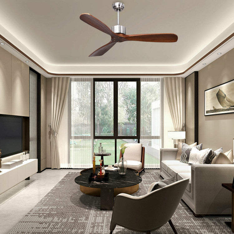 Ventilateur de Plafond Télécommandé - Design Élégant en Nickel Brossé de 52 Pouces