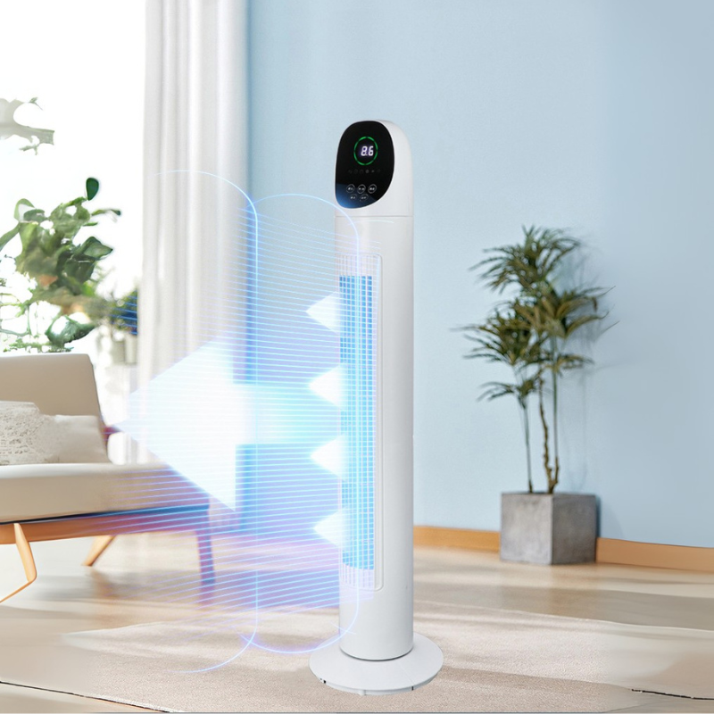 Ventilateur Tour Oscillant Silencieux - Design Épuré avec Télécommande et 80° d'Oscillation