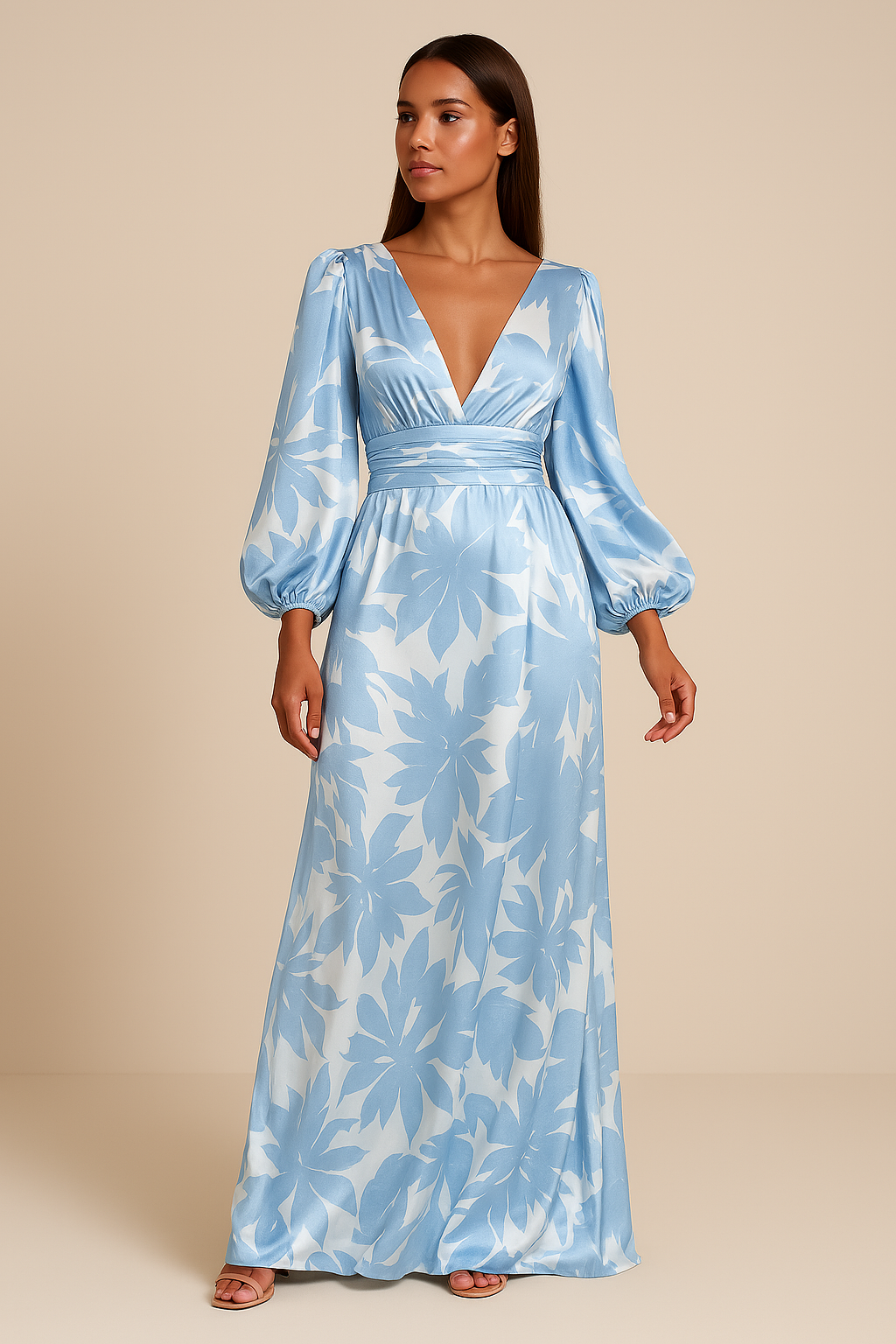Robe Maxi Élégante Col V - Confort et Style pour Événements d'Été