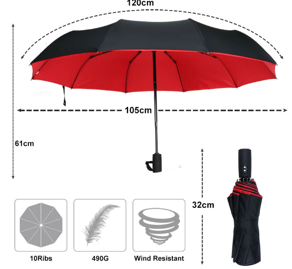 Parapluie Coupe-Vent Résistant aux Tempêtes - Protection Robuste par Tous les Temps