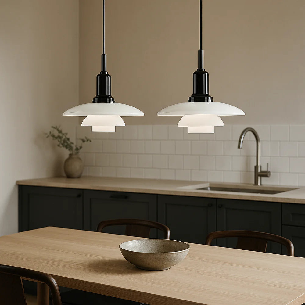 Lampe Suspendue Danoise à 2/3 Têtes - Design Épuré et Réglable