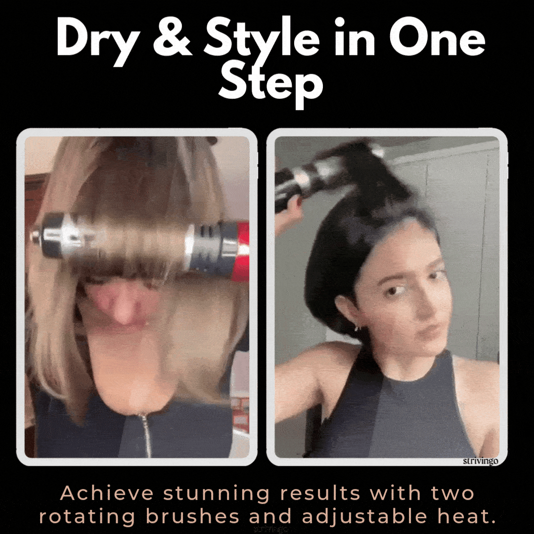 Sèche-Cheveux Rotatif 2-en-1 - Coiffage Rapide et Personnalisable