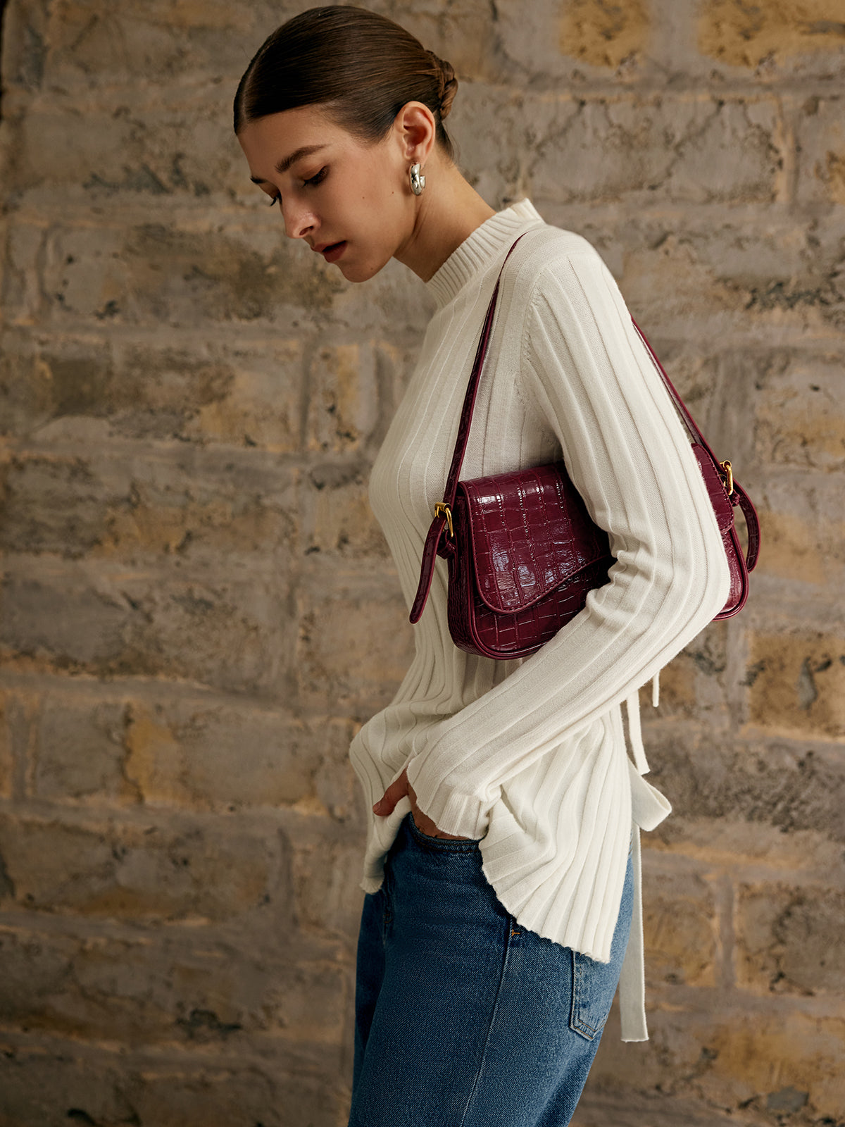 Sac à Bandoulière à Carreaux - Style Élégant et Polyvalent