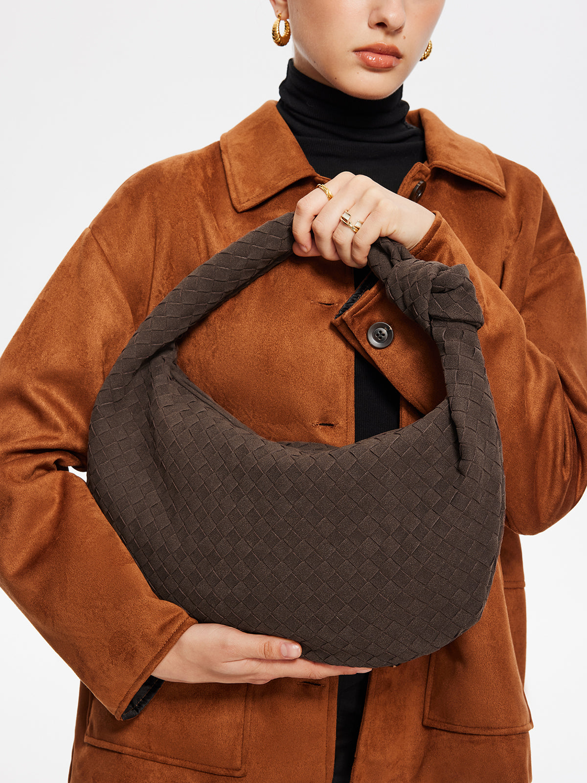 Sac à Main en Daim Marron - Élégant et Spacieux pour Femmes