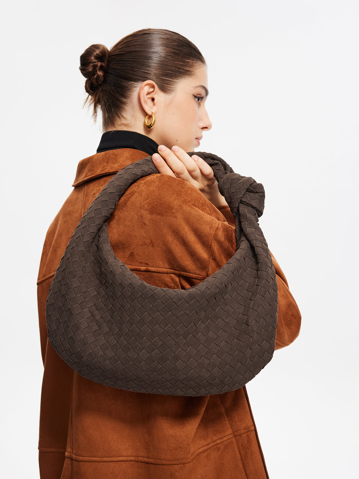 Sac à Main en Daim Marron - Élégant et Spacieux pour Femmes