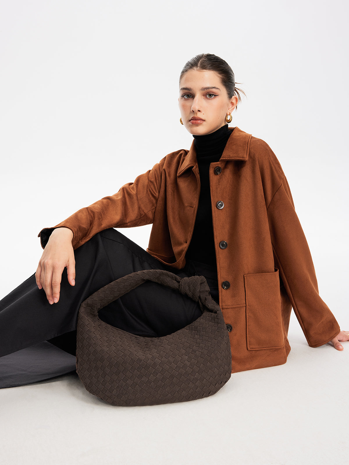 Sac à Main en Daim Marron - Élégant et Spacieux pour Femmes