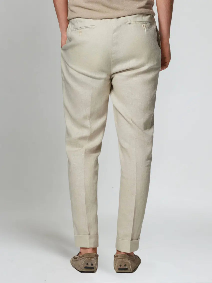 Pantalons en Lin Beige pour Hommes - Confort Léger et Polyvalent