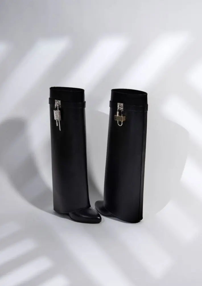 Bottes Femme Cuir Vegan Noir - Élégantes avec Talon Caché et Confort