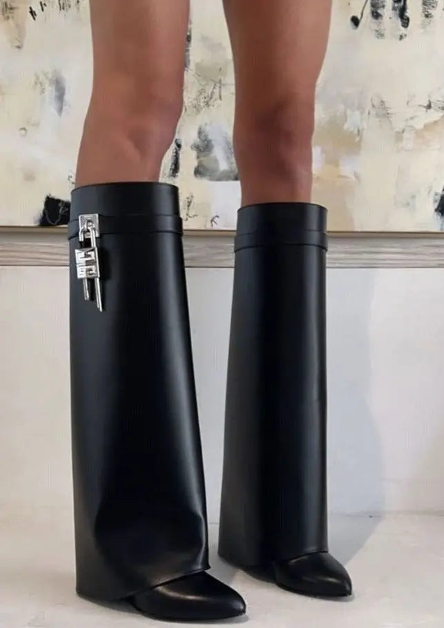 Bottes Femme Cuir Vegan Noir - Élégantes avec Talon Caché et Confort