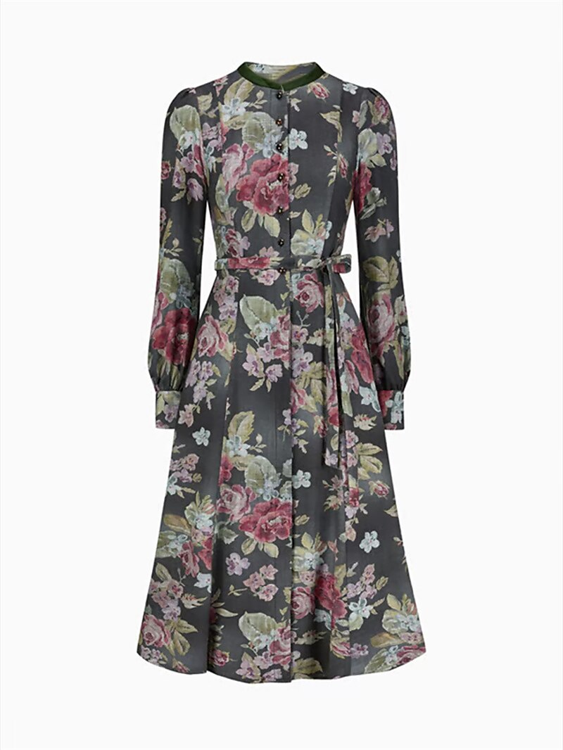 Robe Dirndl Vintage Noire Fleurie - Tablier Inclus pour Style Traditionnel