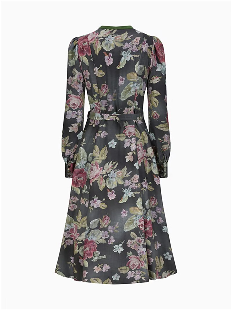 Robe Dirndl Vintage Noire Fleurie - Tablier Inclus pour Style Traditionnel