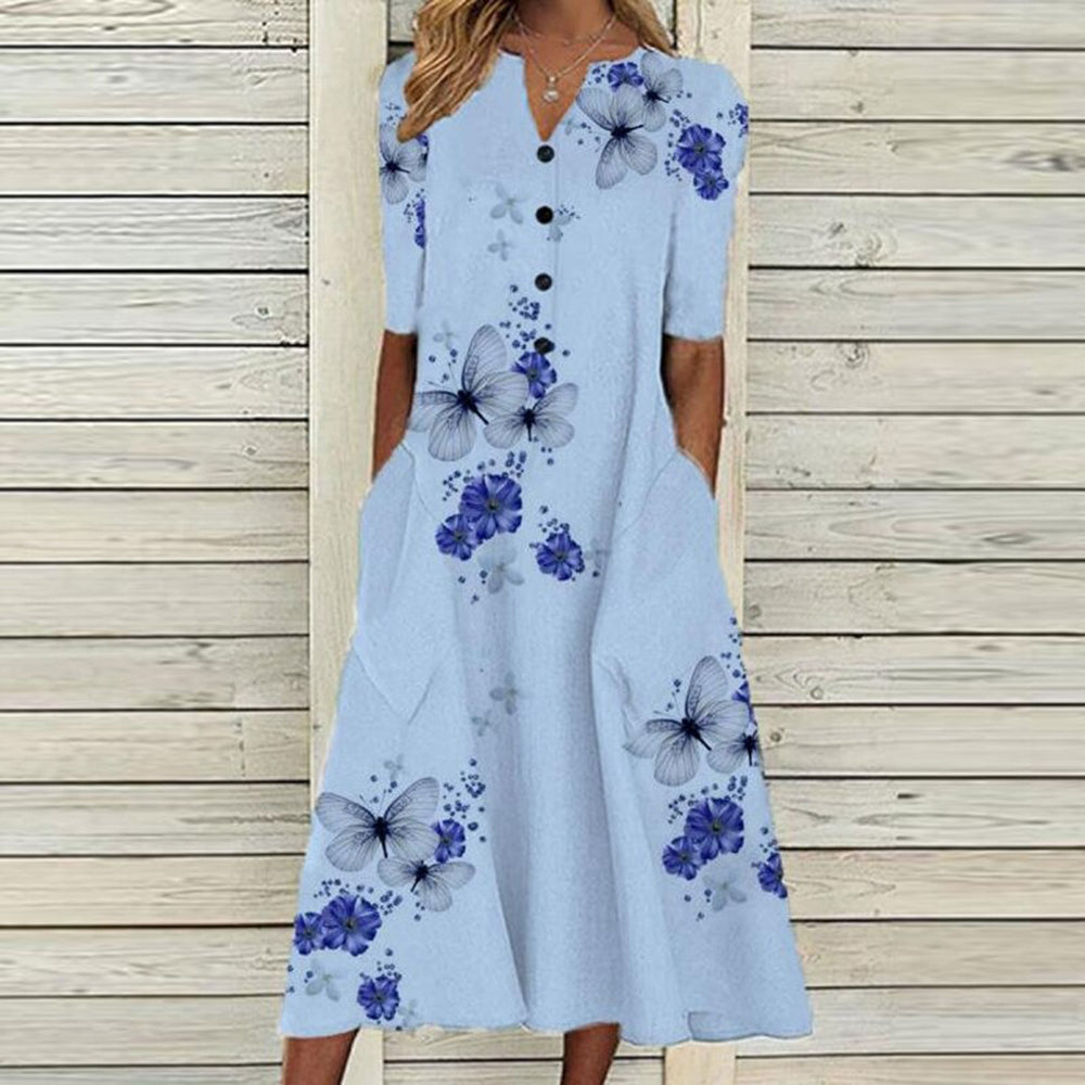 Robe d'été à Motif Floral - Style Élégant et Confortable