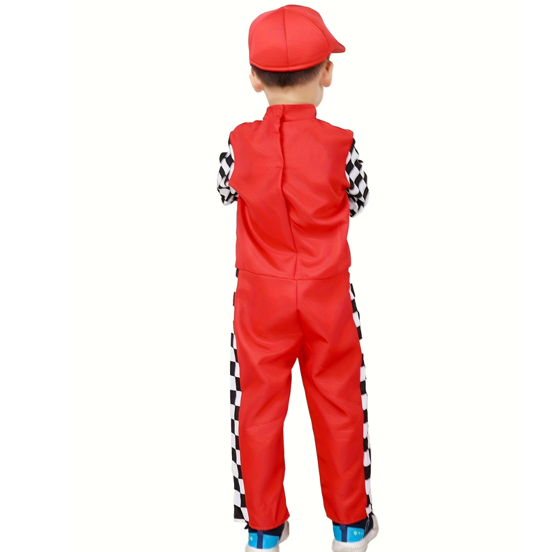 Costume de Pilote de Course pour Garçons - Combinaison à Manches Longues et Casquette