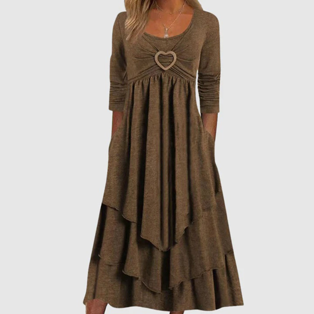 Robe Longue Femme Élégante - Silhouette en A avec Poches Pratiques