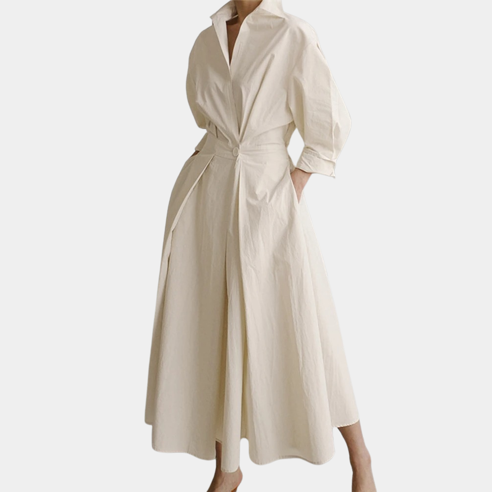 Robe Maxi Élégante pour Femmes - Manches Longues et Décolleté en V