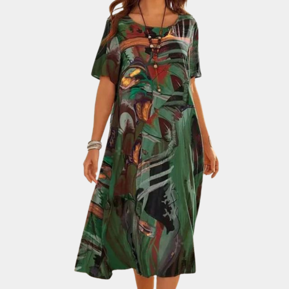 Robe d'Été en Coton pour Femmes - Élégance Artistique et Confort Optimal