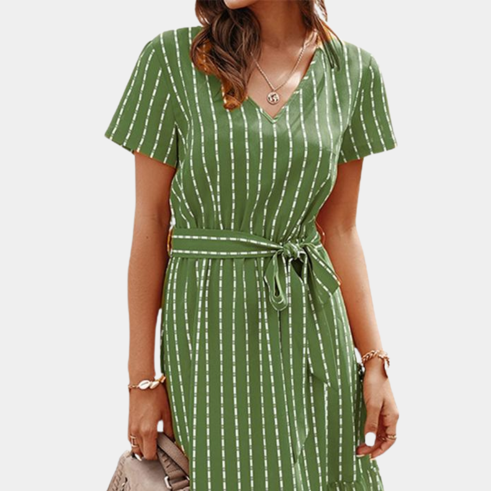 Robe Midi Bohème Élégante - Soie Aérée à Col V pour l'Été