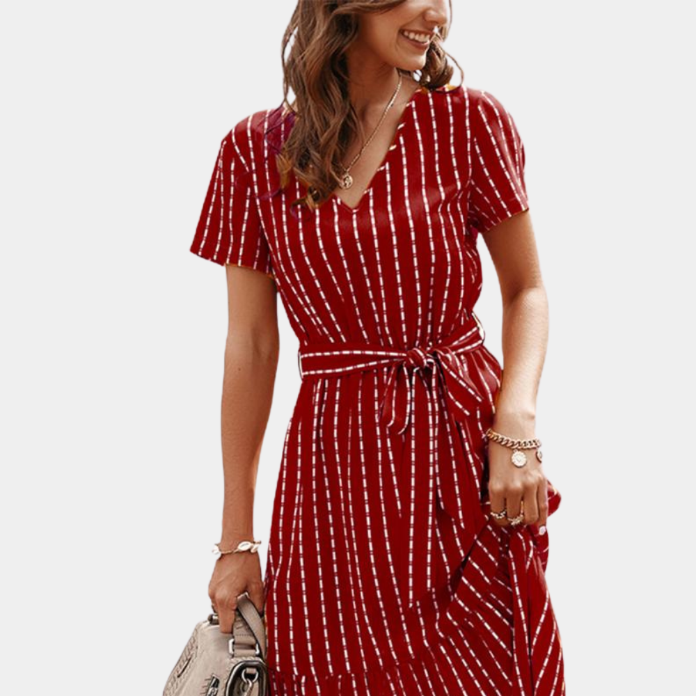 Robe Midi Bohème Élégante - Soie Aérée à Col V pour l'Été