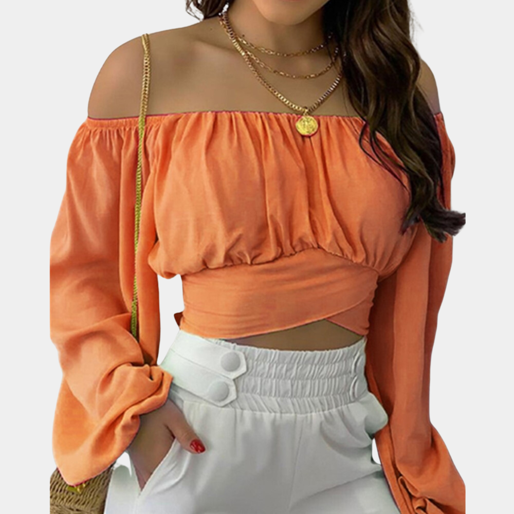 Blouse Off Shoulder en Coton - Élégante et Confortable à Manches Longues