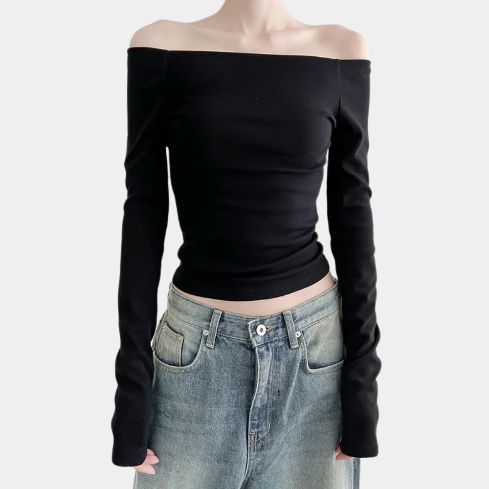 Haut Débardeur Noir Chic - Élégance Polyvalente avec Longues Manches