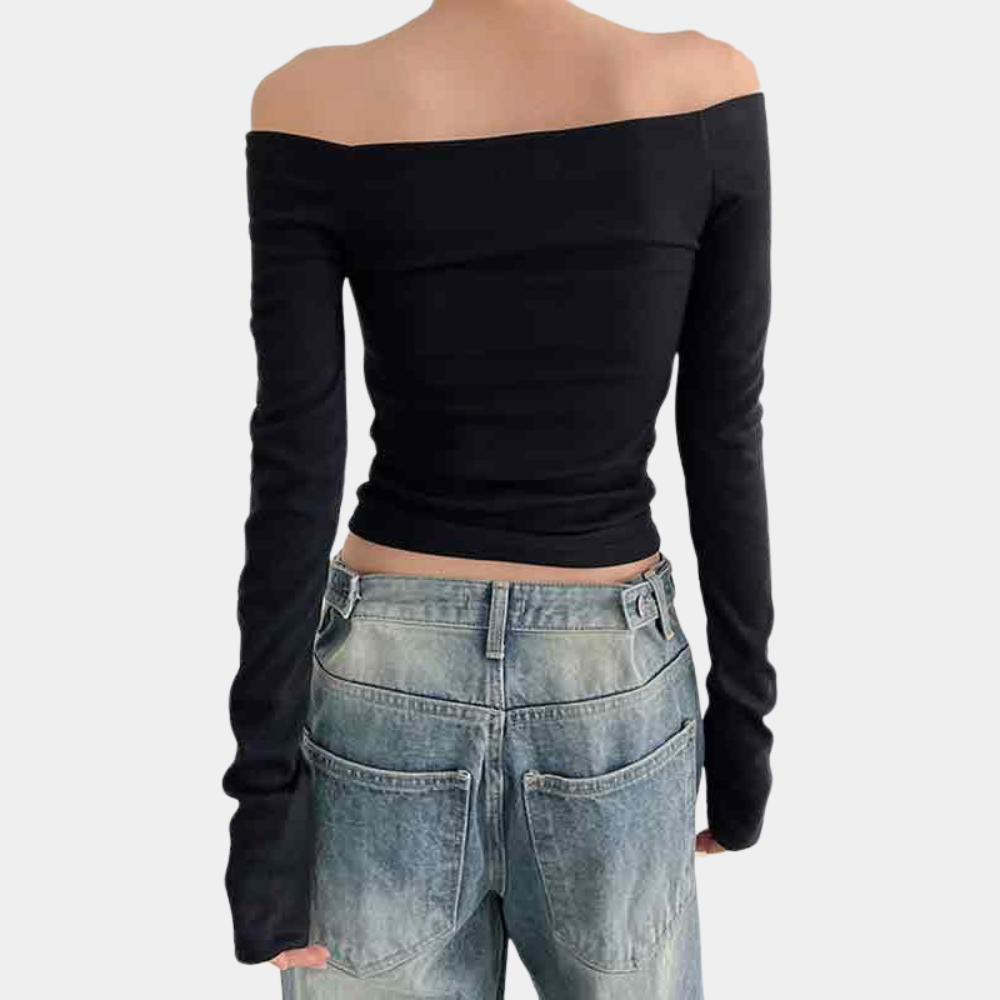 Haut Débardeur Noir Chic - Élégance Polyvalente avec Longues Manches