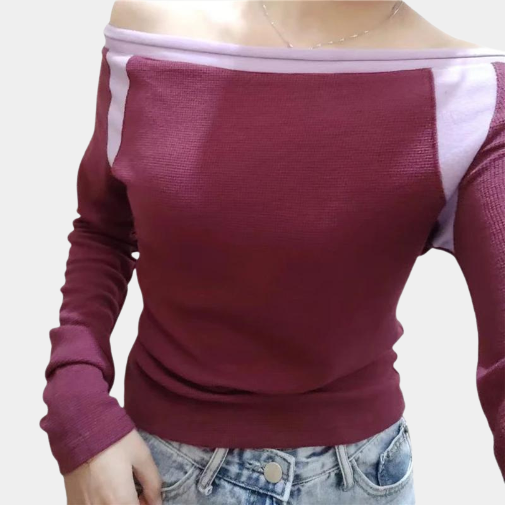 Haut Off-Shoulder Chic Violet - Confort et Élégance pour l'Été