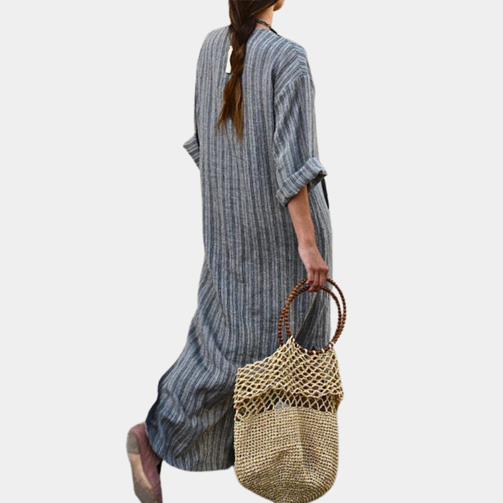 Robe d'Été Rayée Élégante - Confort et Style pour Sorties Estivales