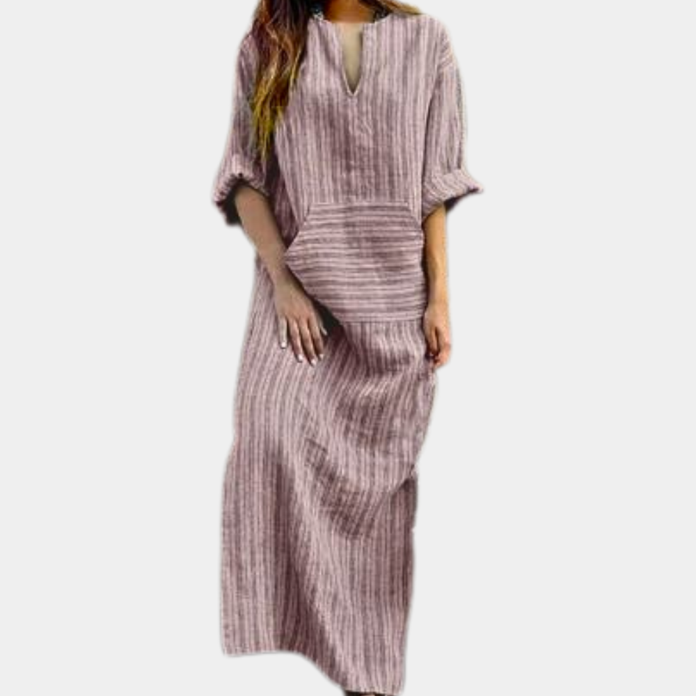 Robe d'Été Rayée Élégante - Confort et Style pour Sorties Estivales