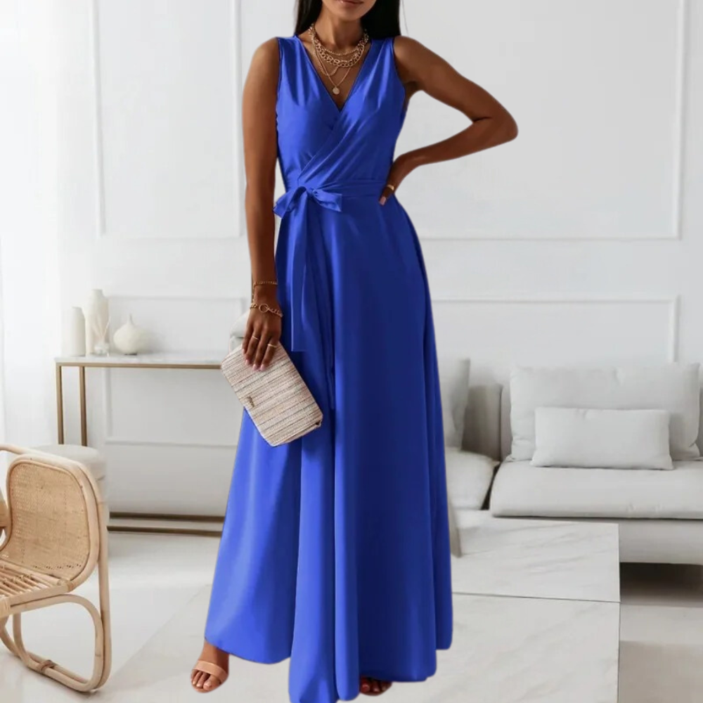 Robe Maxi Élégante pour Femmes - Décolleté en V Flatteur et Confort Optimal