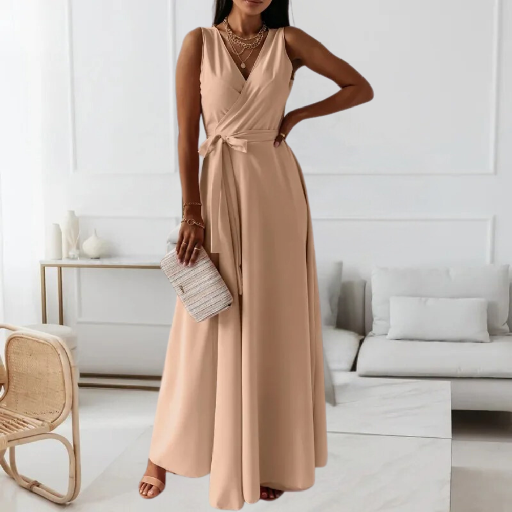 Robe Maxi Élégante pour Femmes - Décolleté en V Flatteur et Confort Optimal