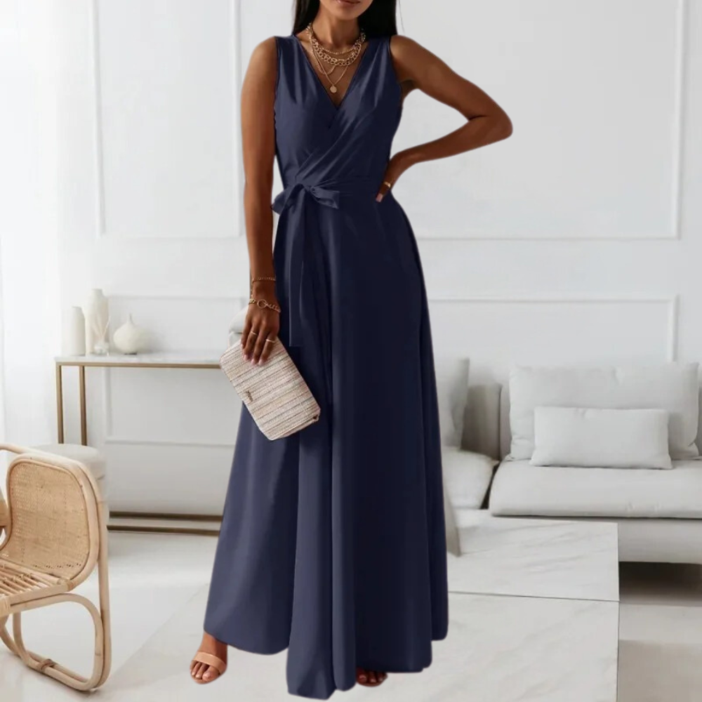 Robe Maxi Élégante pour Femmes - Décolleté en V Flatteur et Confort Optimal